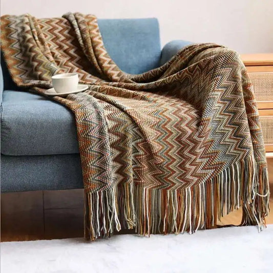 TESS - Coperta con nappa chic bohémien morbida