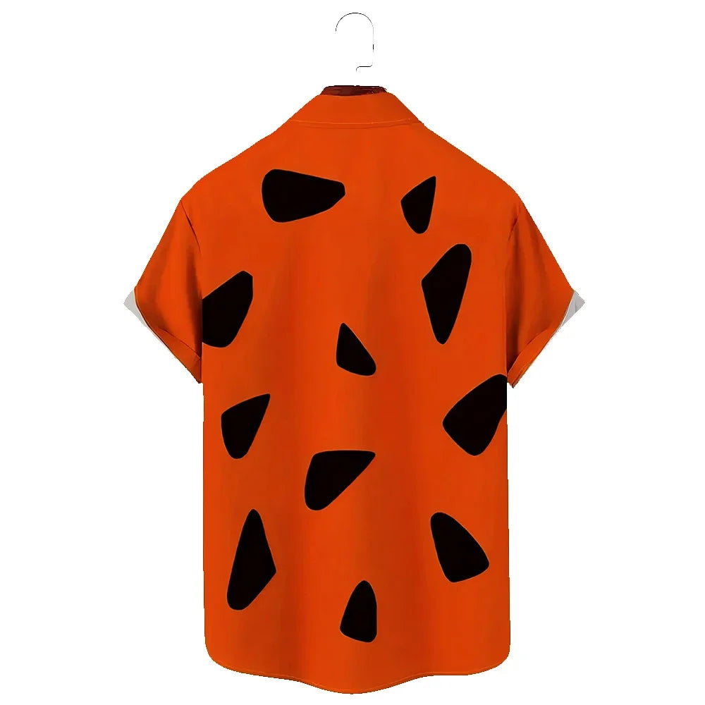 HAWAIA01 - Camicia estiva maniche corte con stampa Flintstones