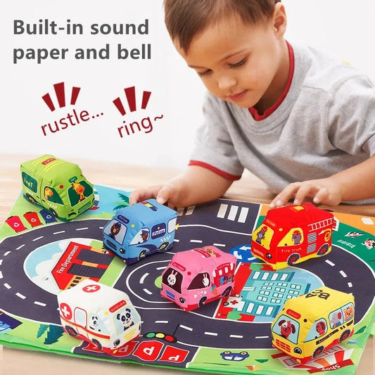 T12 - Soft Car Toy Set with Play Mat and 9pcs Vehicle