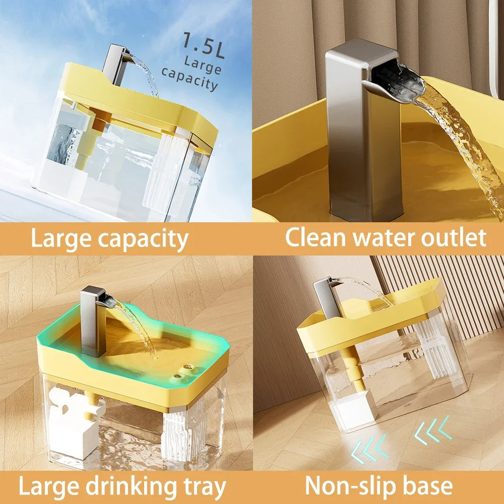 P03 - Cat Water Fountain Auto Filter Transparent Cat Drinker USB