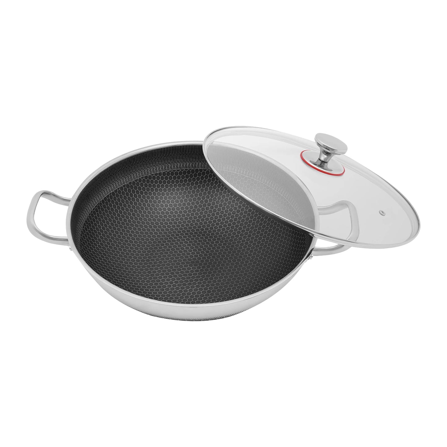 COTS - Padella in acciaio inox da 33,5*9,4 cm con coperchio antiaderente