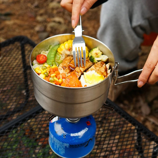 M07 - Camping  Portable Cooking Pot, Stainless Steel