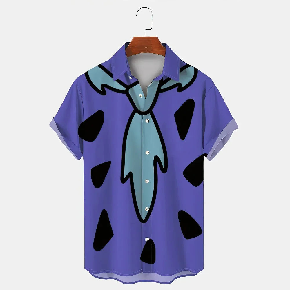 HAWAIA01 - Camicia estiva maniche corte con stampa Flintstones