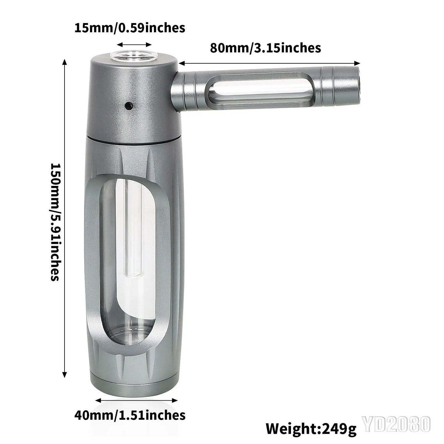 PIPE11 - Pipa portatile in metallo con bracieri in vetro
