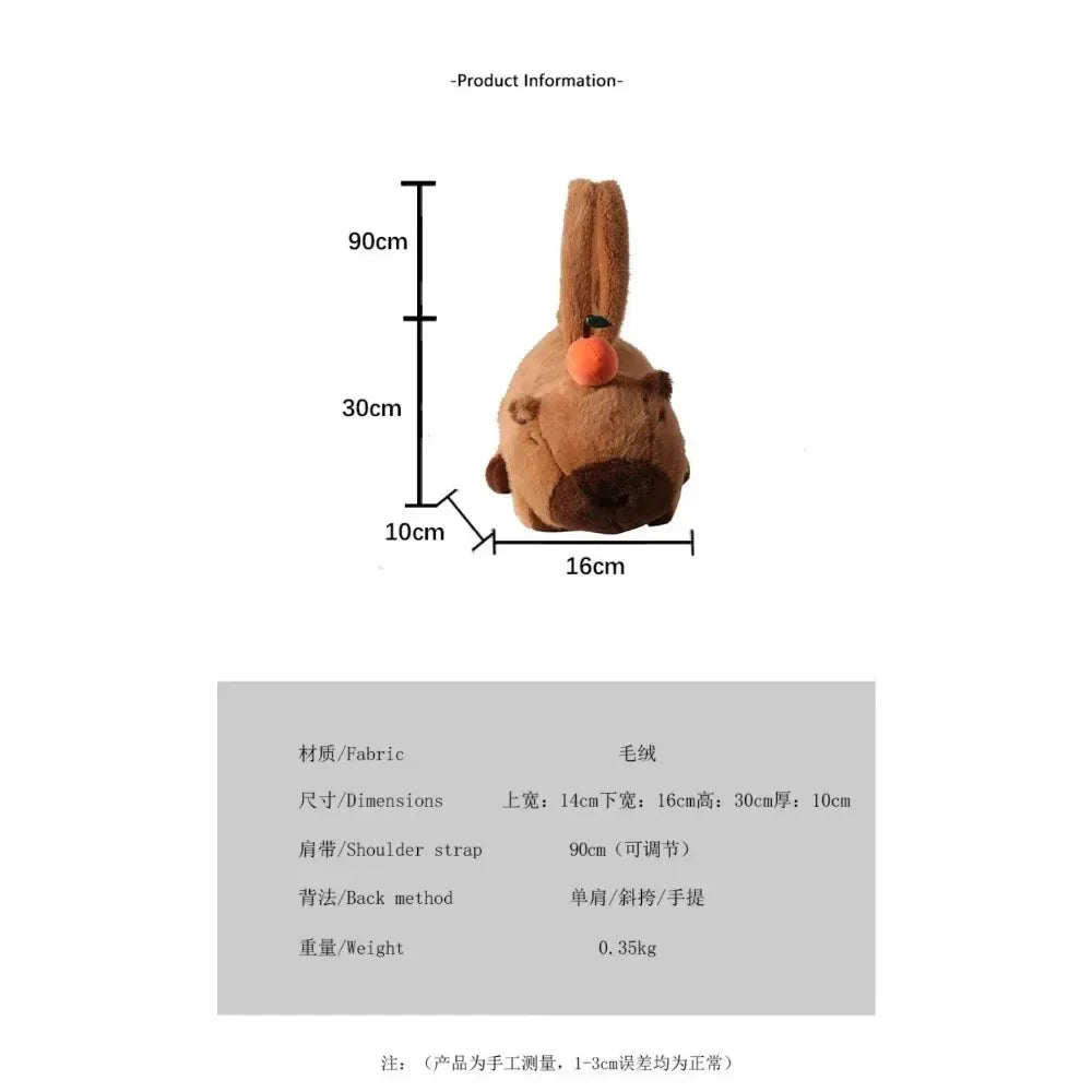 T16 - Capybara Plush Backpack Kawaii Fashion Plushie Doll