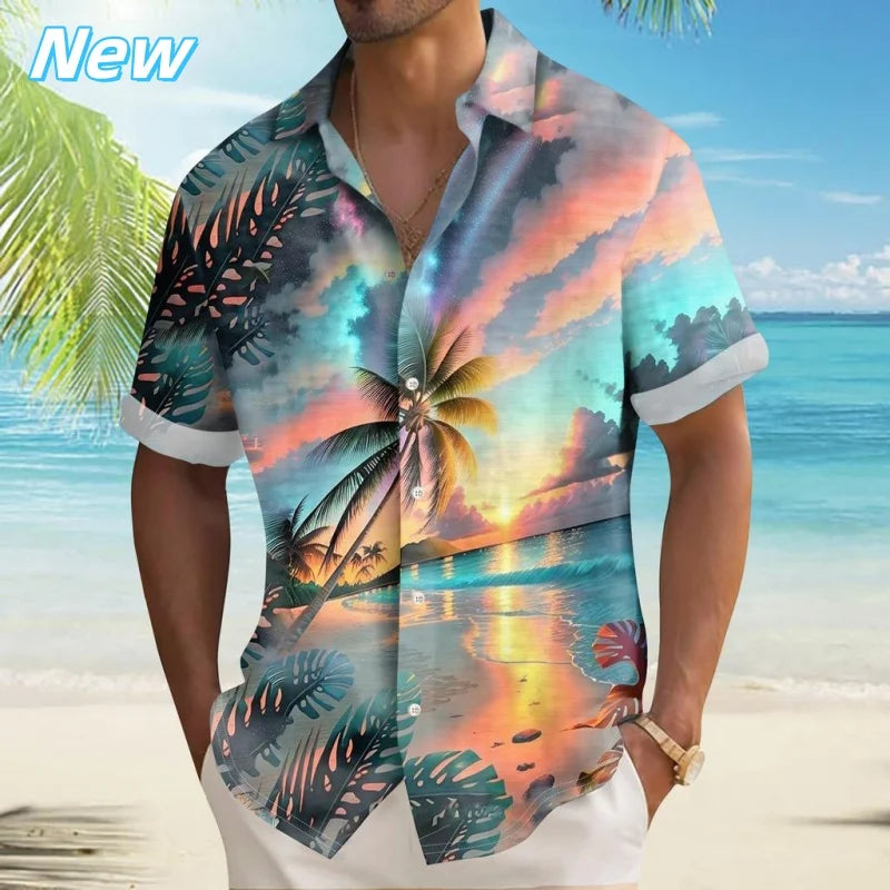 HAWAIA04 - Camicia Aloha da spiaggia con stampa 3D