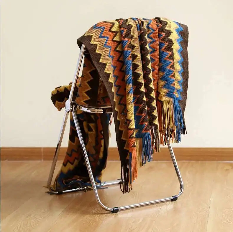 TESS11 - Coperta con nappa chic bohémien morbida