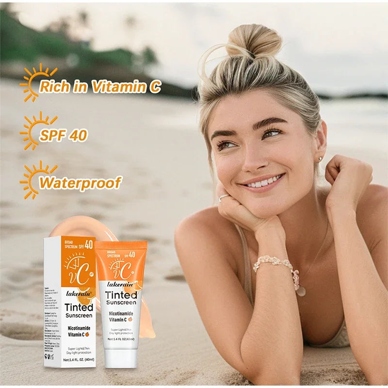 DERM - SPF40 Tinted Sunscreen,Nicotinamide Vitamin C Mineral Sunblock