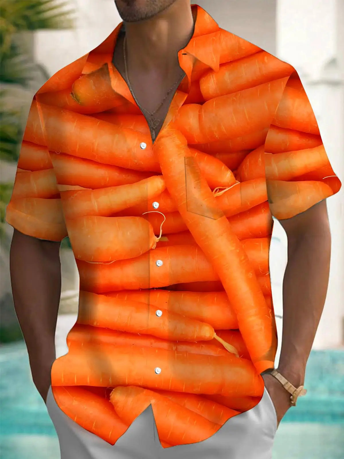 HAWAIA05 - Camicia a maniche corte con bottoni stampata