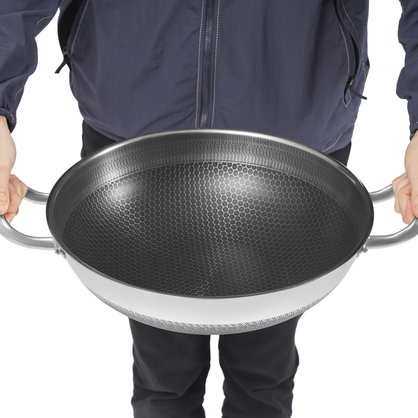 COTS - Padella in acciaio inox da 33,5*9,4 cm con coperchio antiaderente
