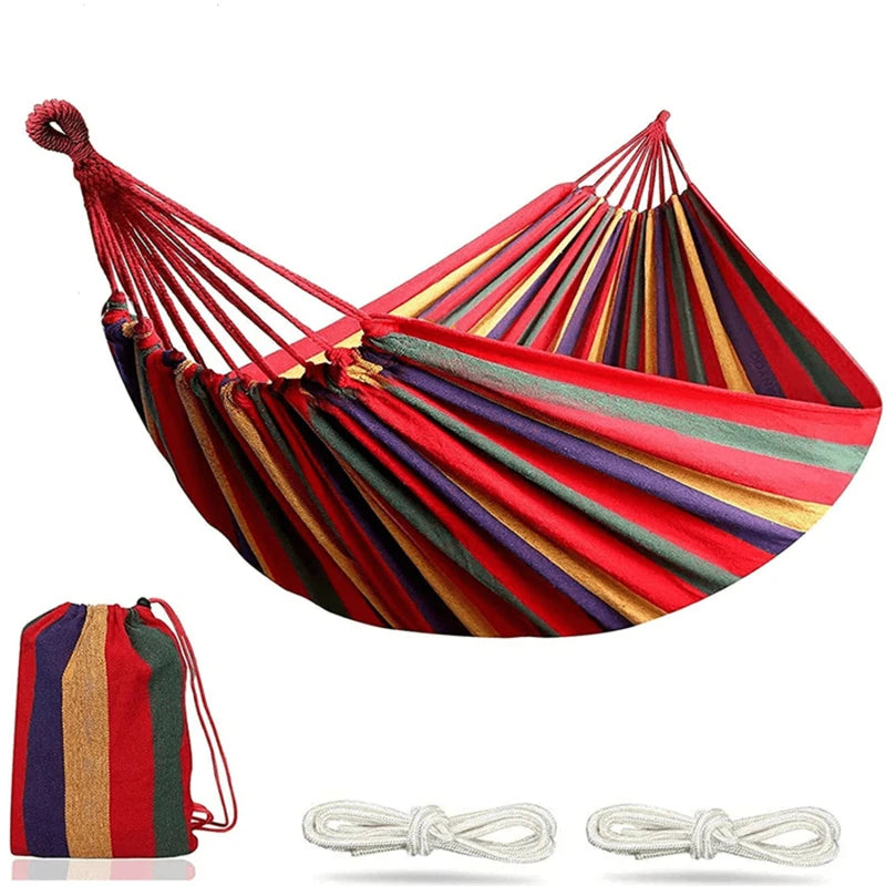 CAMP - Portable rainbow striped cotton hammock/hanging bed (260 x 80 cm)