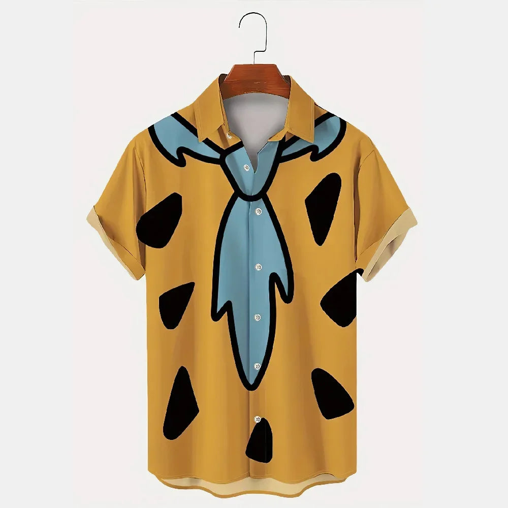 HAWAIA01 - Camicia estiva maniche corte con stampa Flintstones