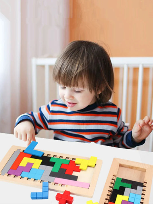 T08 - Colorful Wooden Tangram Game Brain Teaser Puzzle Toys Baby
