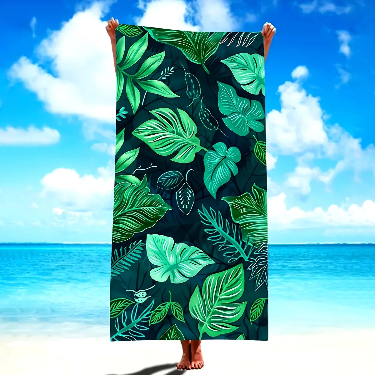 TELI - Island Vibes: telo mare con stampa di foglie tropicali