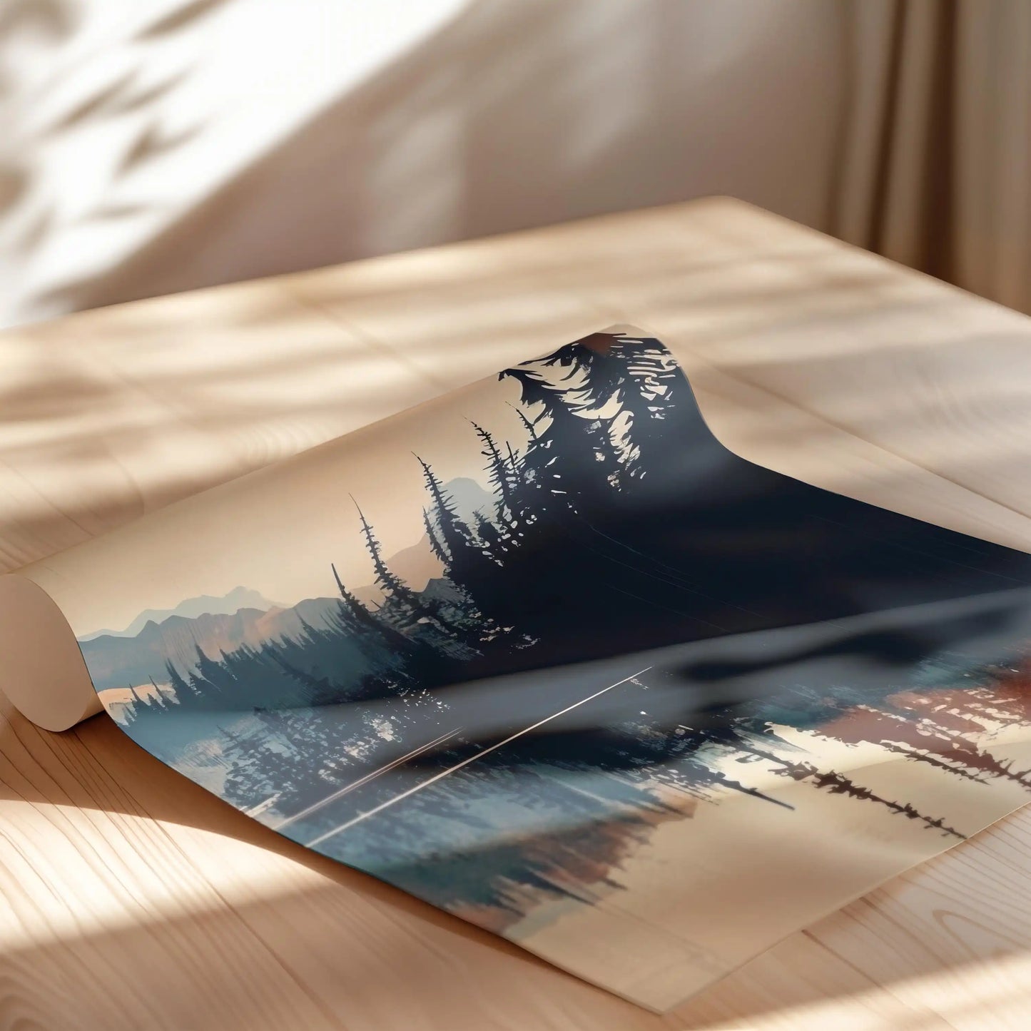DECOM - Set di 3 poster su tela con tramonto sul Monte Rainier