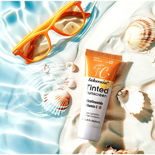 DERM - SPF40 Tinted Sunscreen,Nicotinamide Vitamin C Mineral Sunblock