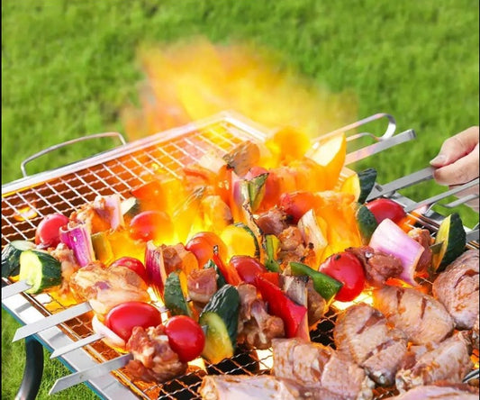 BBQ03 - Spiedino per barbecue in acciaio inossidabile riutilizzabile 17 pollici