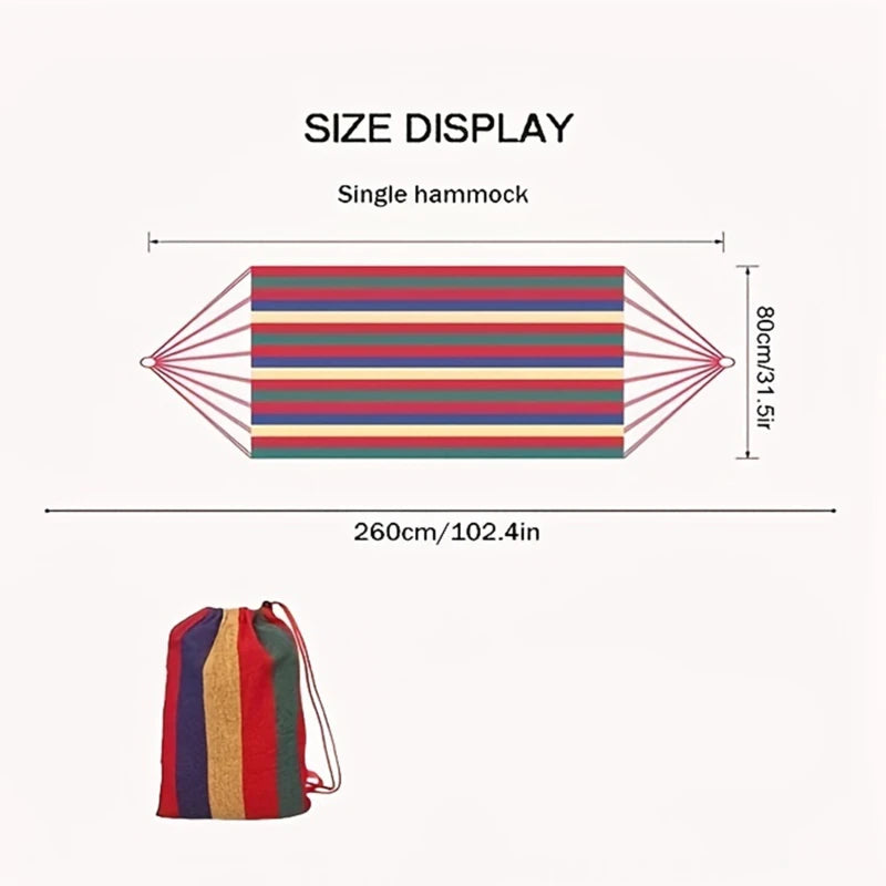 CAMP - Portable rainbow striped cotton hammock/hanging bed (260 x 80 cm)