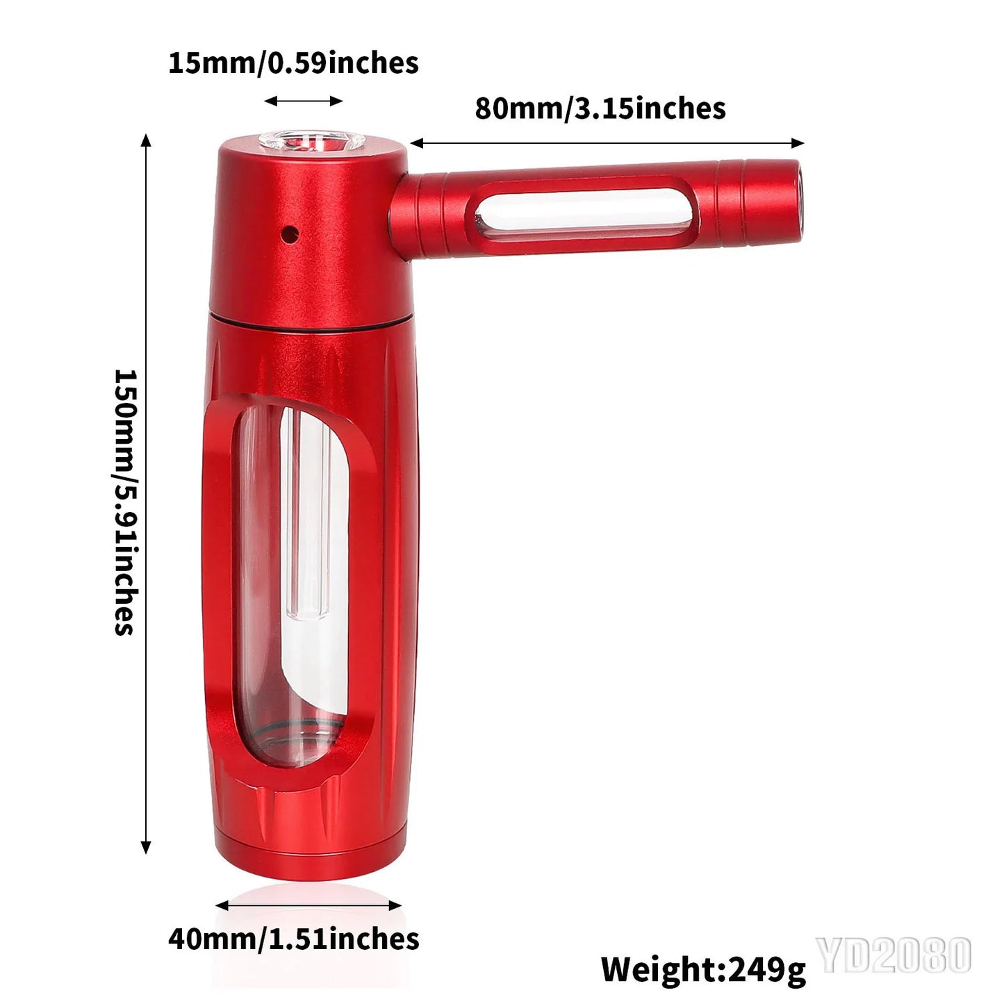 PIPE11 - Pipa portatile in metallo con bracieri in vetro