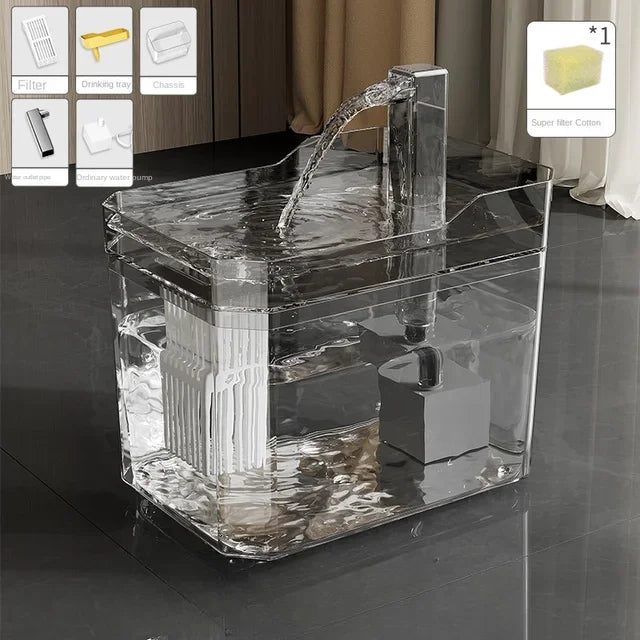 P03 - Cat Water Fountain Auto Filter Transparent Cat Drinker USB