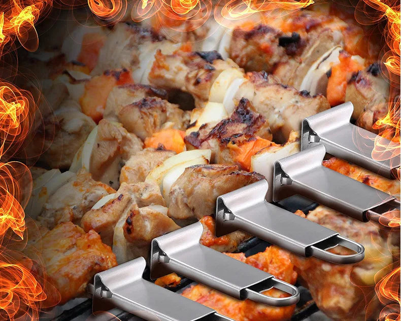 BBQ10 - Bastoncini per barbecue larghi in acciaio inossidabile per spiedini