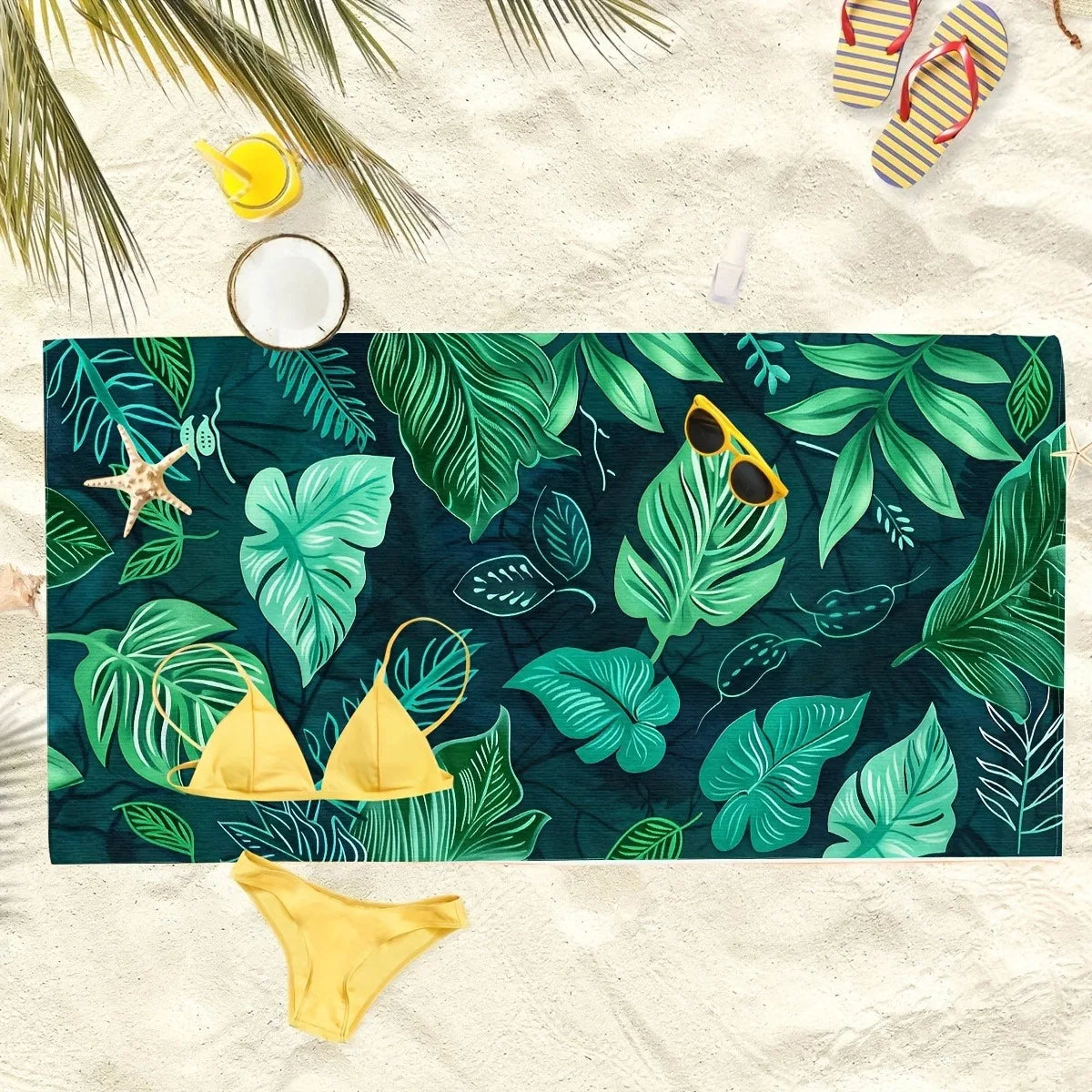 TELI - Island Vibes: telo mare con stampa di foglie tropicali