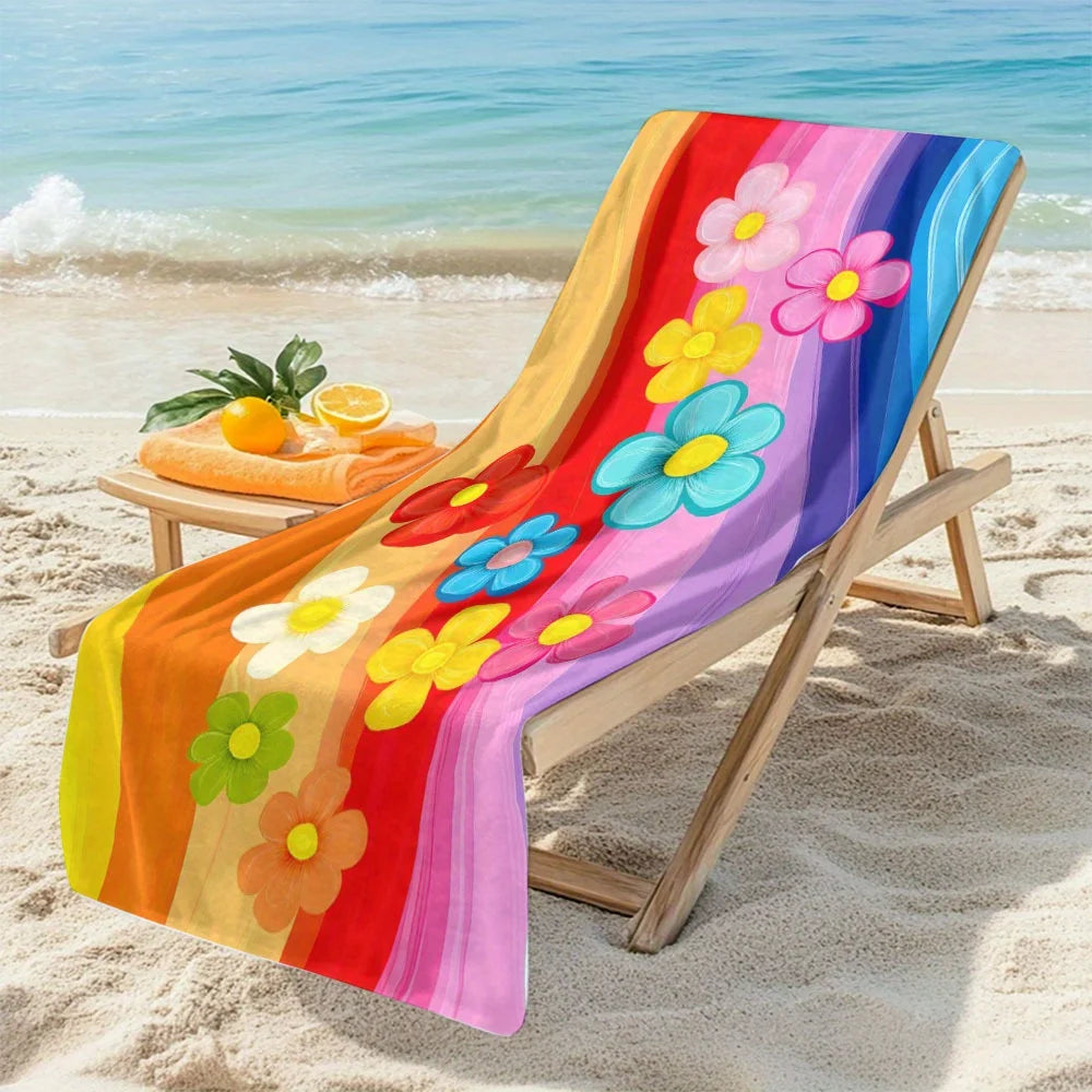 B00 - Beach towel: strong water absorption and soft, with floral stripe pattern