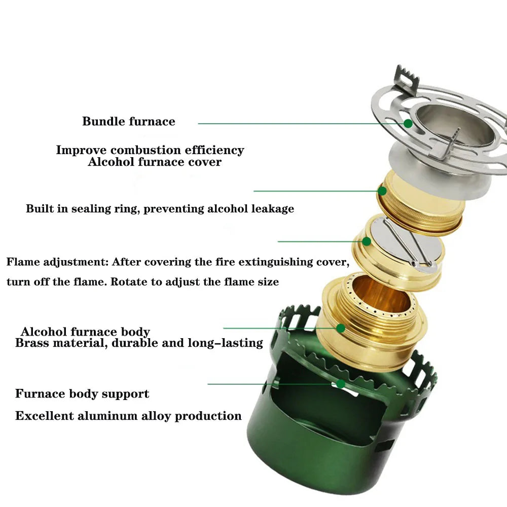 M02 - Camping Gear and Accessories Alcohol Stove Outdoor Furnace Portable Mini Barbecue
