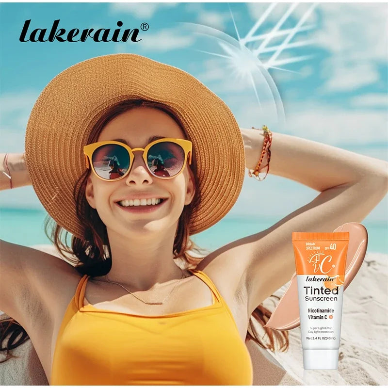 DERM - SPF40 Tinted Sunscreen,Nicotinamide Vitamin C Mineral Sunblock