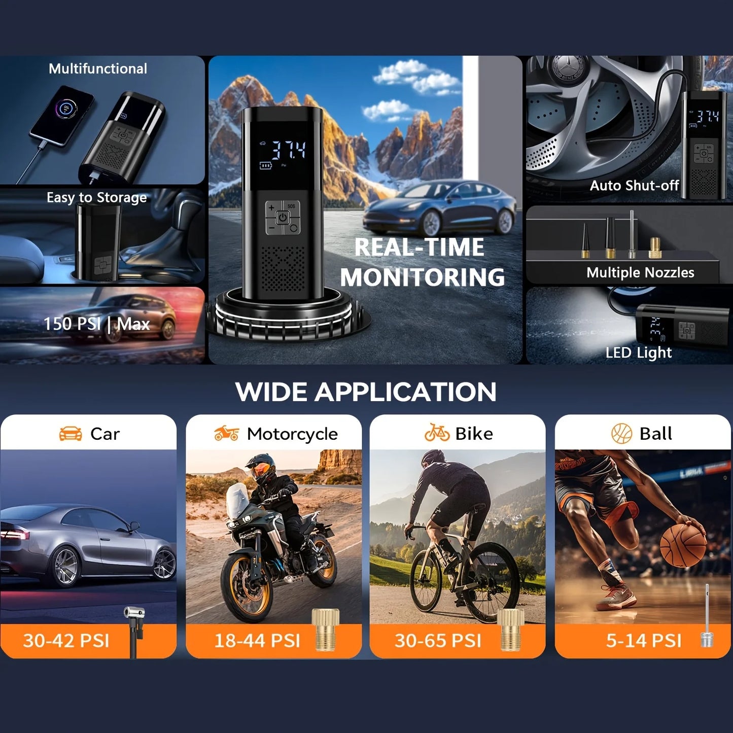 EXTRAS6 - Compressore d'aria portatile per auto