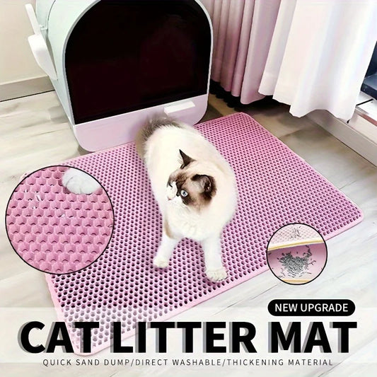P07 - Large Size Cat Litter Mat-Advanced Honeycomb Double Layer Design,Urine Waterproof