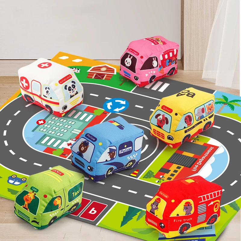 T12 - Soft Car Toy Set with Play Mat and 9pcs Vehicle