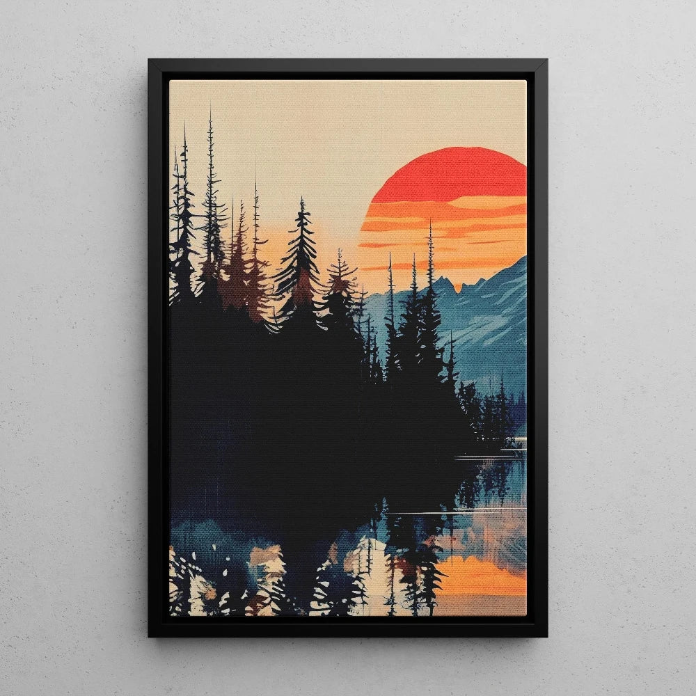 DECOM - Set di 3 poster su tela con tramonto sul Monte Rainier