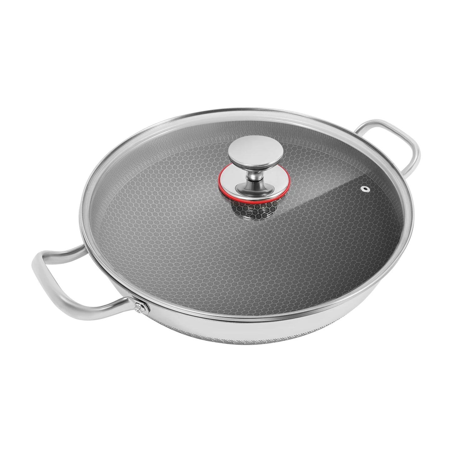 COTS - Padella in acciaio inox da 33,5*9,4 cm con coperchio antiaderente