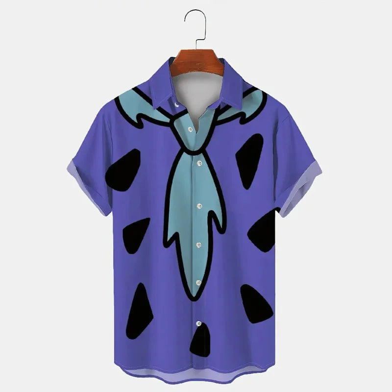 HAWAIA01 - Camicia estiva maniche corte con stampa Flintstones