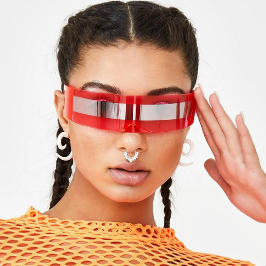 SUNG - Futuristico visiera stretta occhiali da sole da donna