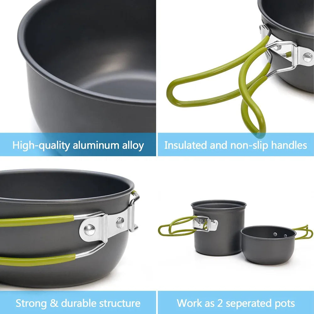 M05 - Camping Cookware Mess Kit Ultralight Camping Pot Set Outdoor