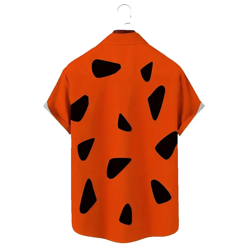 HAWAIA01 - Camicia estiva maniche corte con stampa Flintstones
