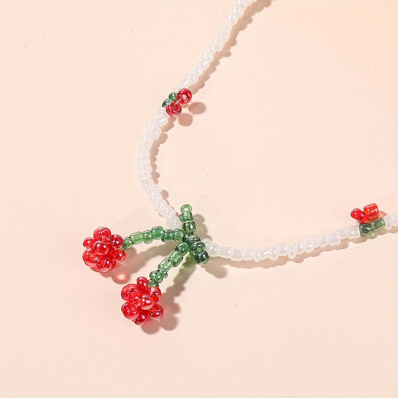 BRAC07 - Collana con perline di ciliegio bohémien