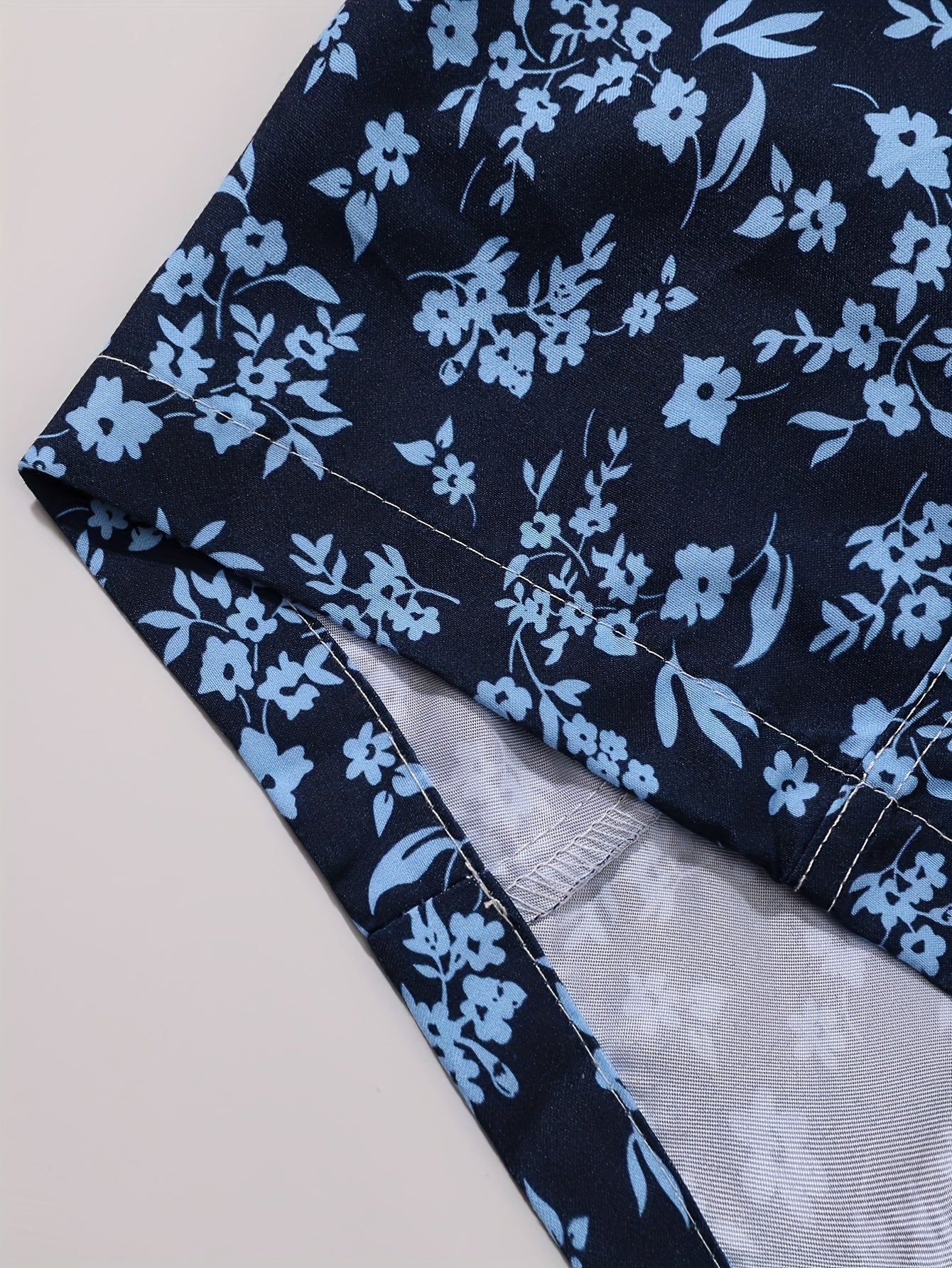 BSMENF12 - Pantaloncini da spiaggia leggeri da uomo con stampa floreale