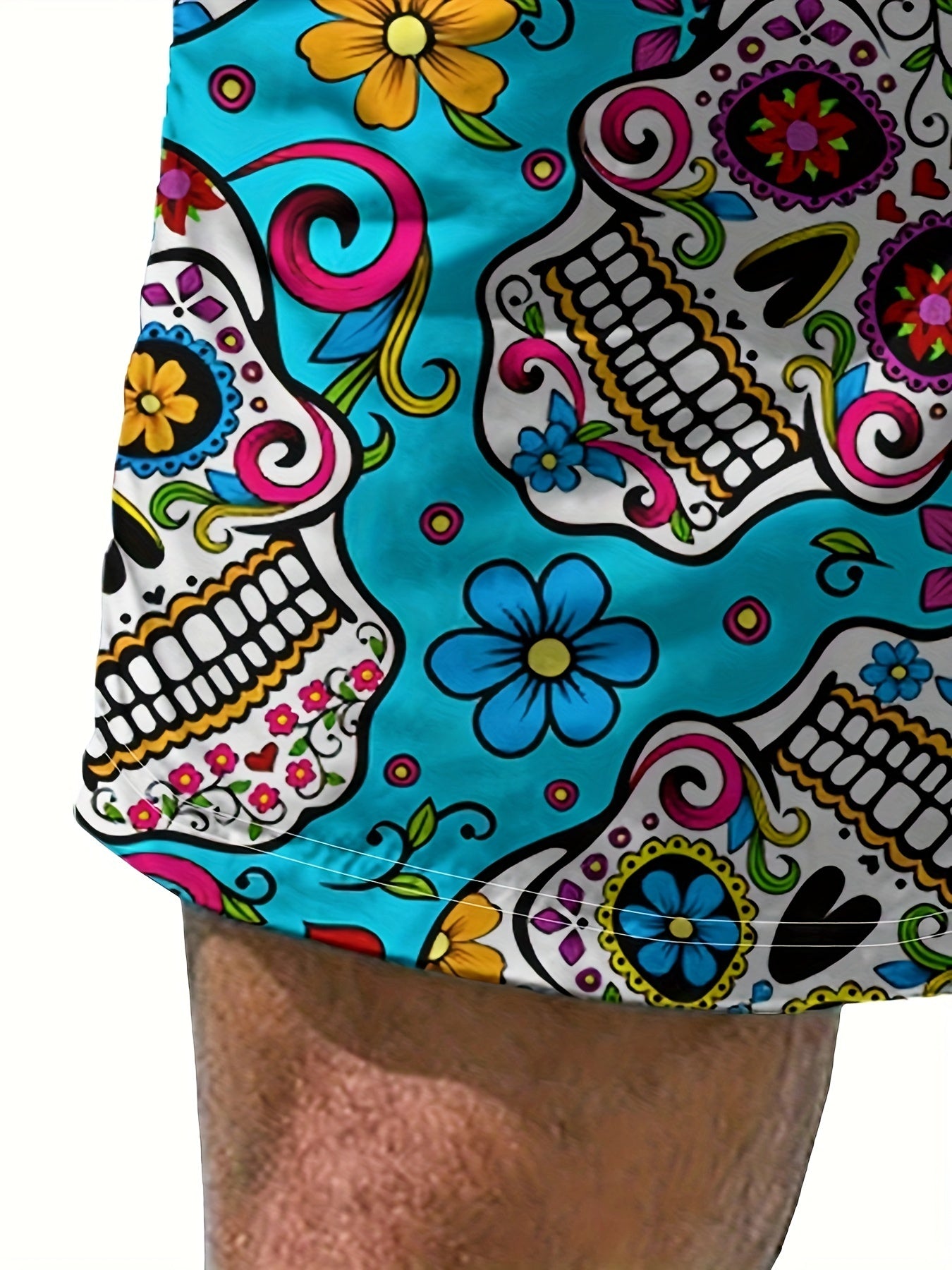 BSMENF15 -  Pantaloncini da bagno con stampa floreale e teschio