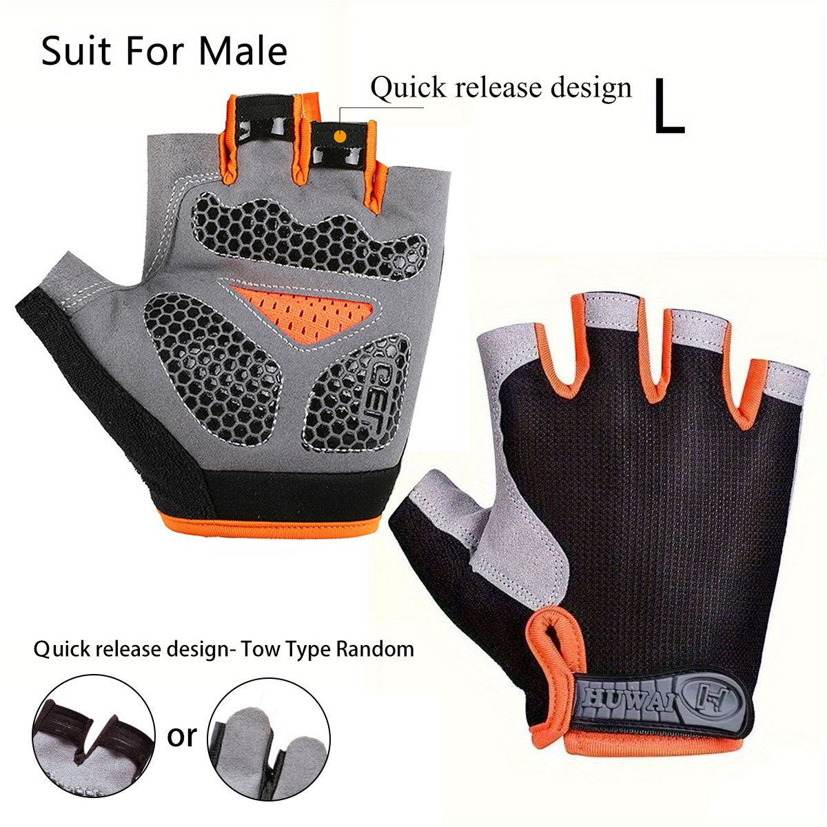 GUA16 - Guanti da ciclismo unisex a mezze dita