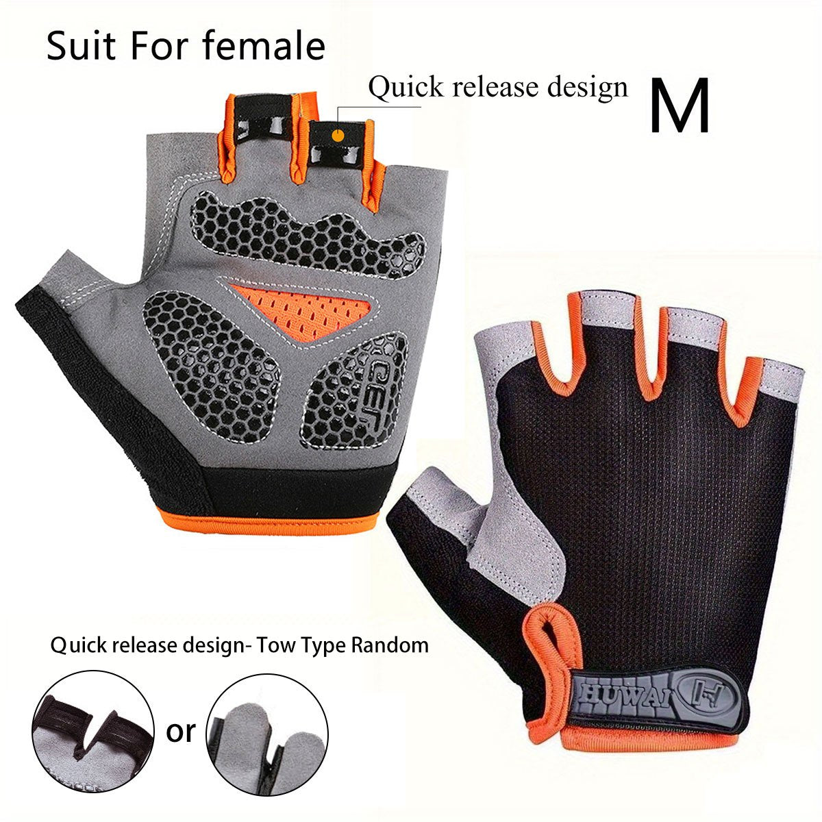 GUA16 - Guanti da ciclismo unisex a mezze dita