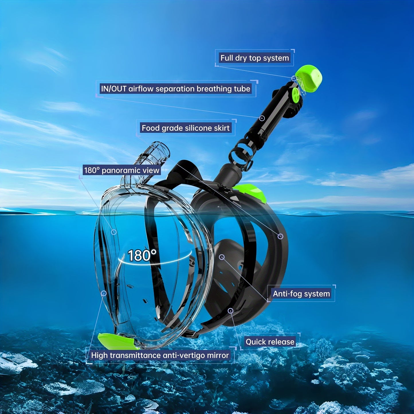 SNOR14 - Maschera da snorkeling integrale Pro