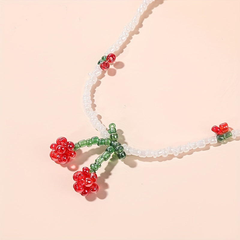 BRAC07 - Collana con perline di ciliegio bohémien